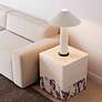 1_TOV Brut 18" Wide Faux Travertine Modern Outdoor Side Table in scene
