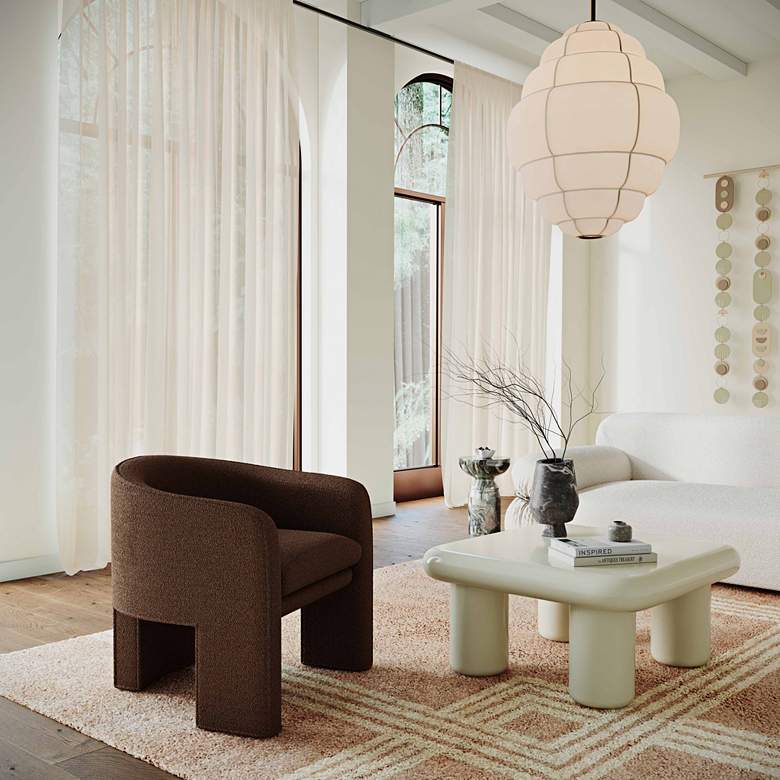 Image 1 TOV Memphis 33 1/2" Wide High-Gloss Cream Modern Square Coffee Table in scene