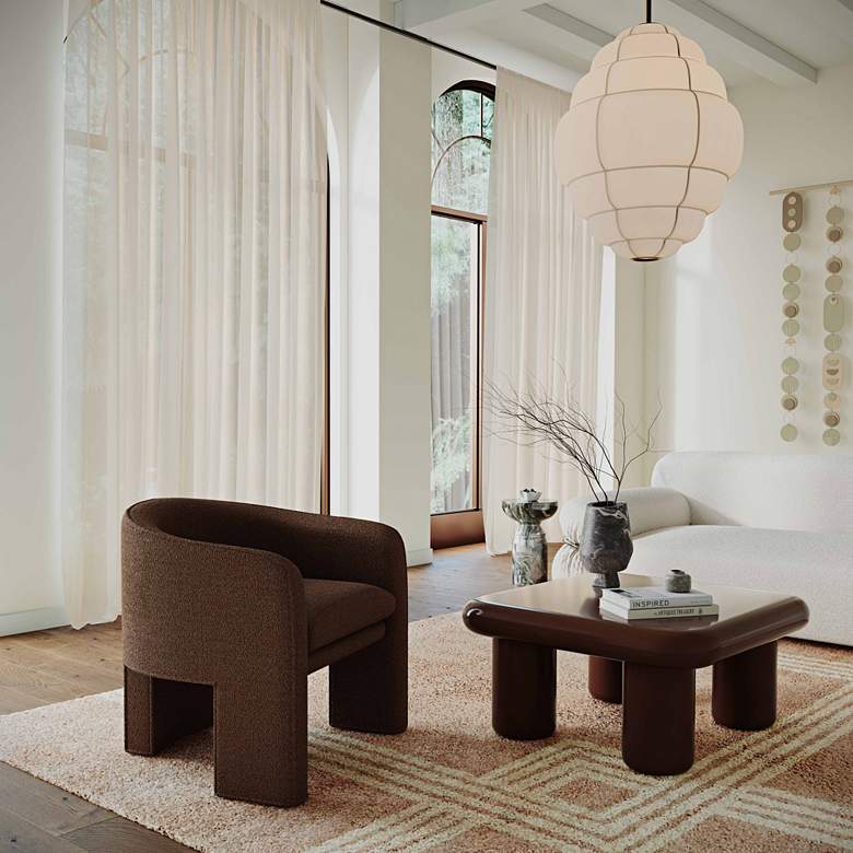 Image 1 Memphis 33 1/2"W Gloss Chocolate Brown Square Coffee Table in scene