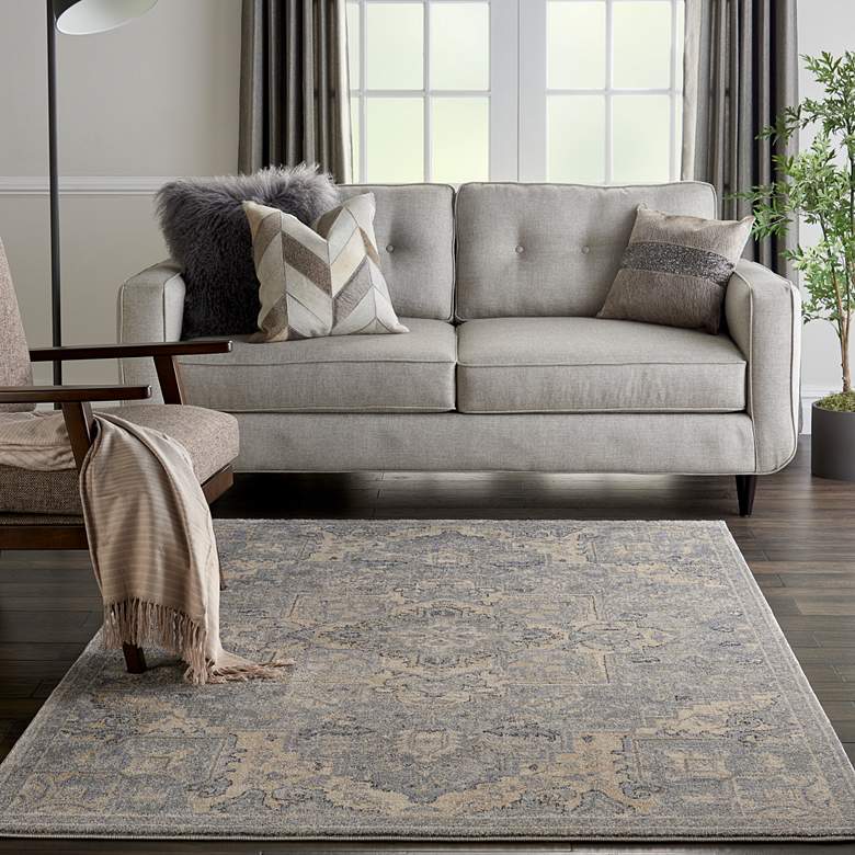 Image 1 Moroccan Celebration 5'3" x 7'3" Silver Center Indoor Rug in scene