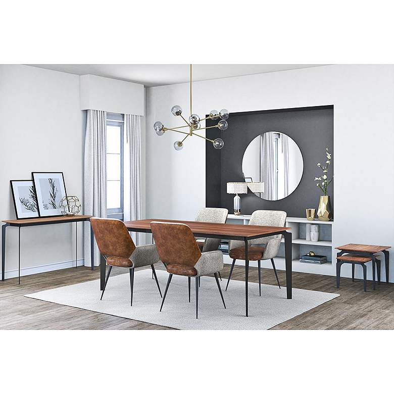 Image 1 Desi Gray Fabric and Light Brown Faux Leather Armchair in scene
