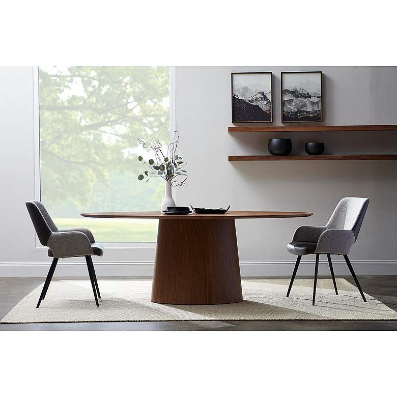 Image 1 Desi Light Gray Fabric and Dark Gray Faux Leather Armchair in scene
