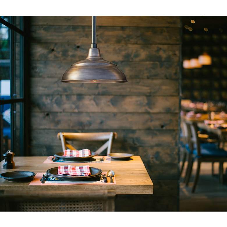 Image 1 R-Series 14" Wide Natural Copper Dome Pendant Light in scene