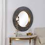1_Uttermost Saul Charcoal Concrete 30" Round Wall Mirror in scene