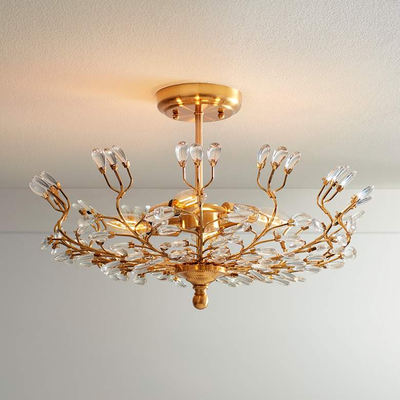Image 1 Vienna Full Spectrum Brielle 18 1/2" Brass and Crystal Ceiling Light in scene