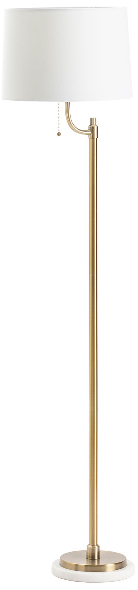 65.5"H Brass Floor Lamp with White Fabric Shade