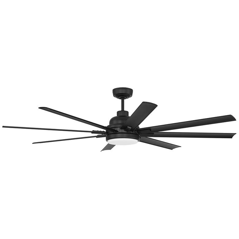 Image 1 65" Craftmade Rush LED 8-Blade Flat Black Wet Rated Smart Ceiling Fan