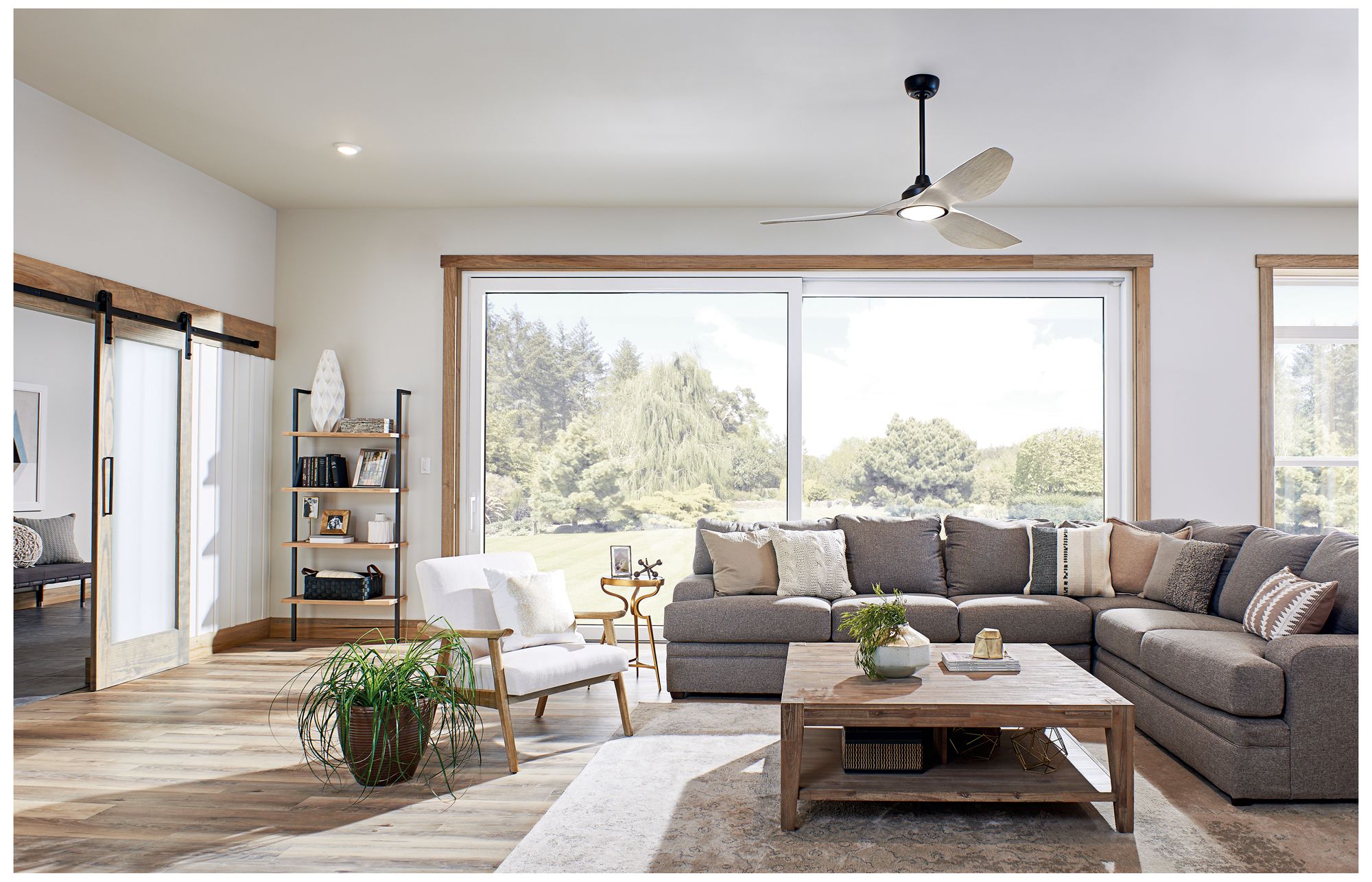 Image 4 65" Imari Black LED Ceiling Fan with White Walnut Blades more views