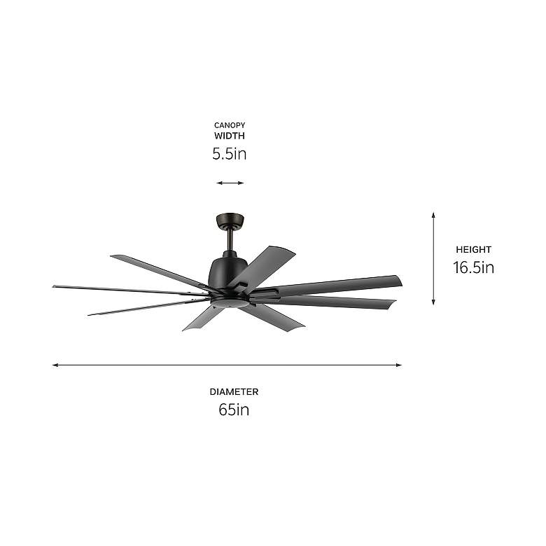 Image 5 65" Kichler Breda Satin Black Outdoor Ceiling Fan with Remote more views