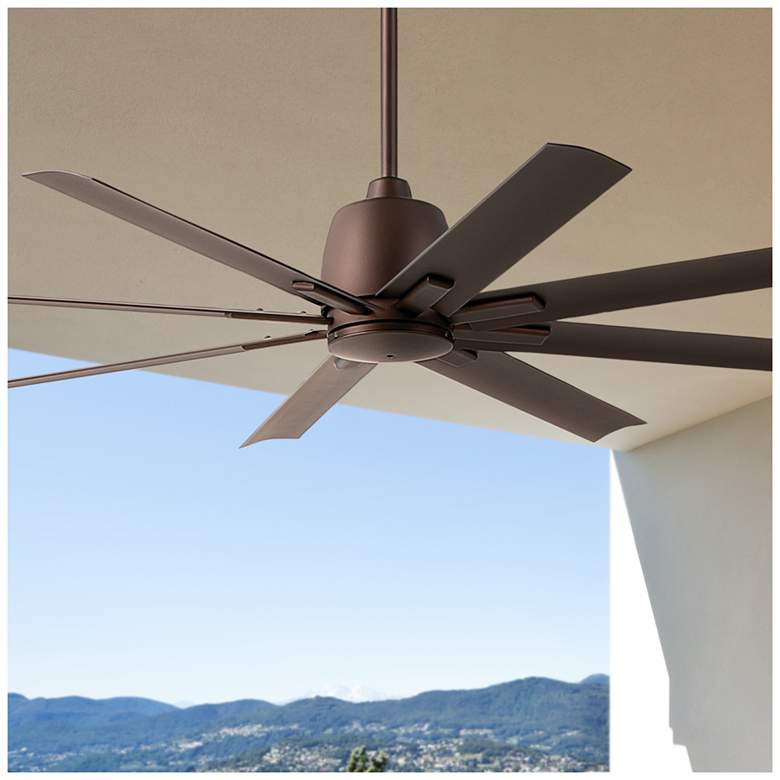 Image 1 65" Kichler Breda Satin Natural Bronze Outdoor Ceiling Fan with Remote