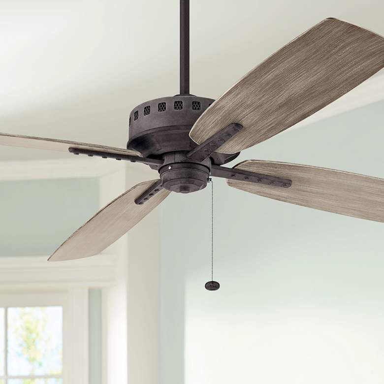 Image 1 65" Kichler Eads Patio XL Weathered Zinc Pull Chain Outdoor Fan