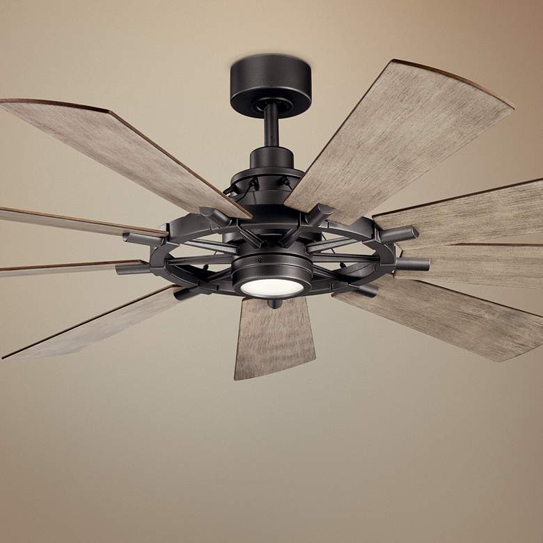 Image 1 65 inch Kichler Gentry Anvil Iron LED Ceiling Fan with Wall Control