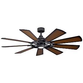 Image2 of 65" Kichler Gentry Black LED Wagon Wheel Ceiling Fan with Wall Control
