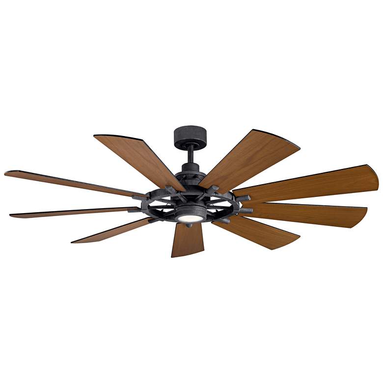 Image 3 65" Kichler Gentry Black LED Wagon Wheel Ceiling Fan with Wall Control more views
