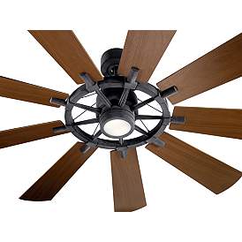 Image4 of 65" Kichler Gentry Black LED Wagon Wheel Ceiling Fan with Wall Control more views