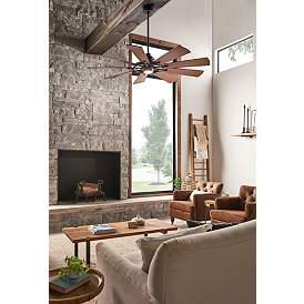 Image5 of 65" Kichler Gentry Black LED Wagon Wheel Ceiling Fan with Wall Control more views