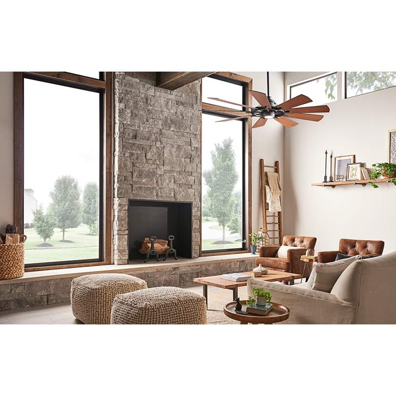 Image 6 65 inch Kichler Gentry Black LED Wagon Wheel Ceiling Fan with Wall Control more views