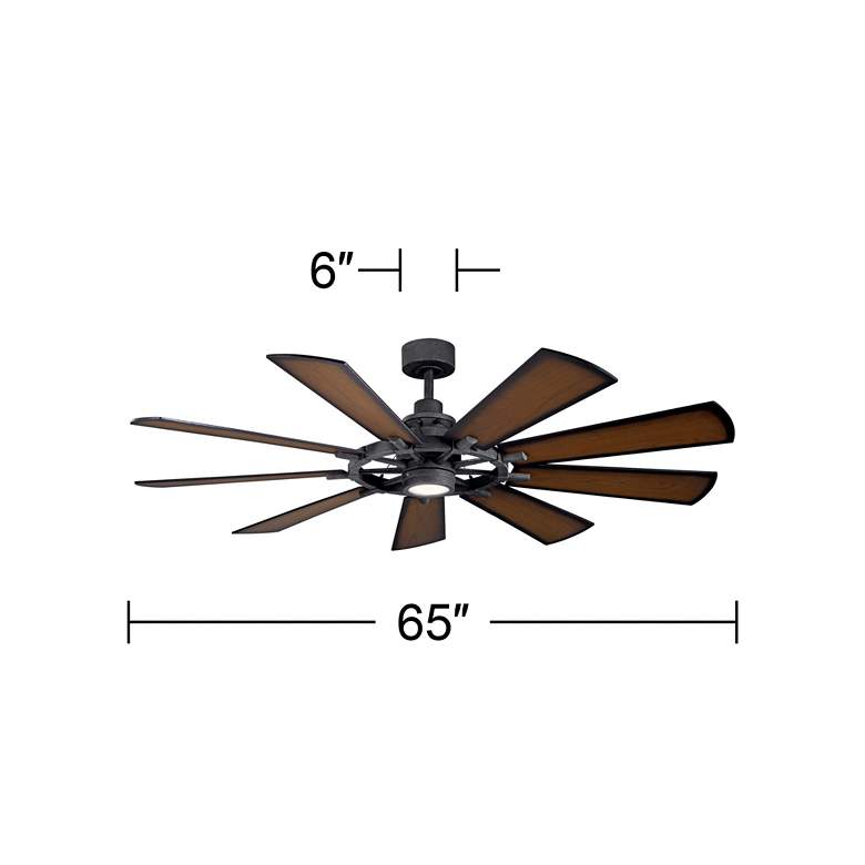 Image 7 65" Kichler Gentry Black LED Wagon Wheel Ceiling Fan with Wall Control more views