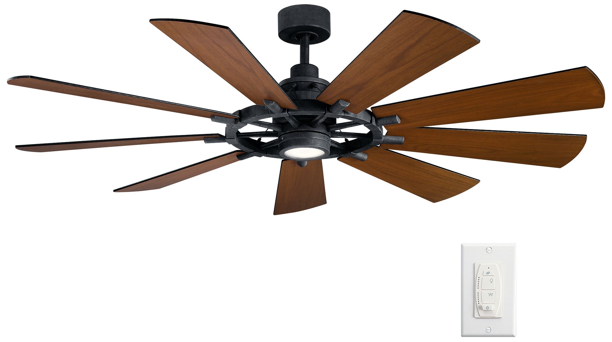 65" Kichler Gentry Distressed Black LED Ceiling Fan