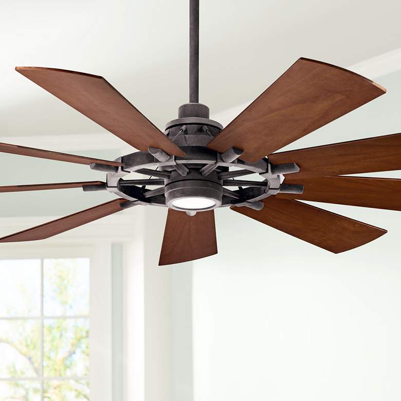 Image 1 65 inch Kichler Gentry Weathered Zinc LED Ceiling Fan with Wall Control