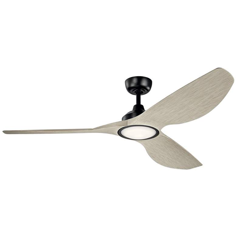 Image 2 65 inch Kichler Imari Black Damp Rated Modern LED Fan with Wall Control