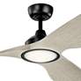 65" Kichler Imari Black Damp Rated Modern LED Fan with Wall Control