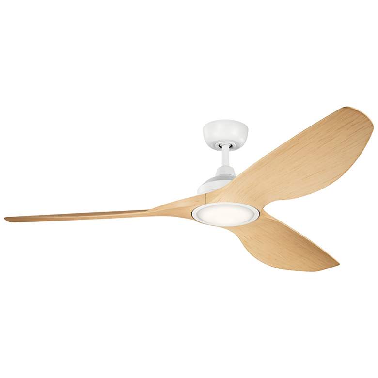 Image 2 65" Kichler Imari Oak Matte White LED Ceiling Fan with Wall Control