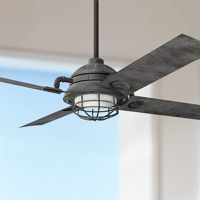 Image 1 65 inch Kichler Maor LED Weathered Zinc Pull Chain Ceiling Fan