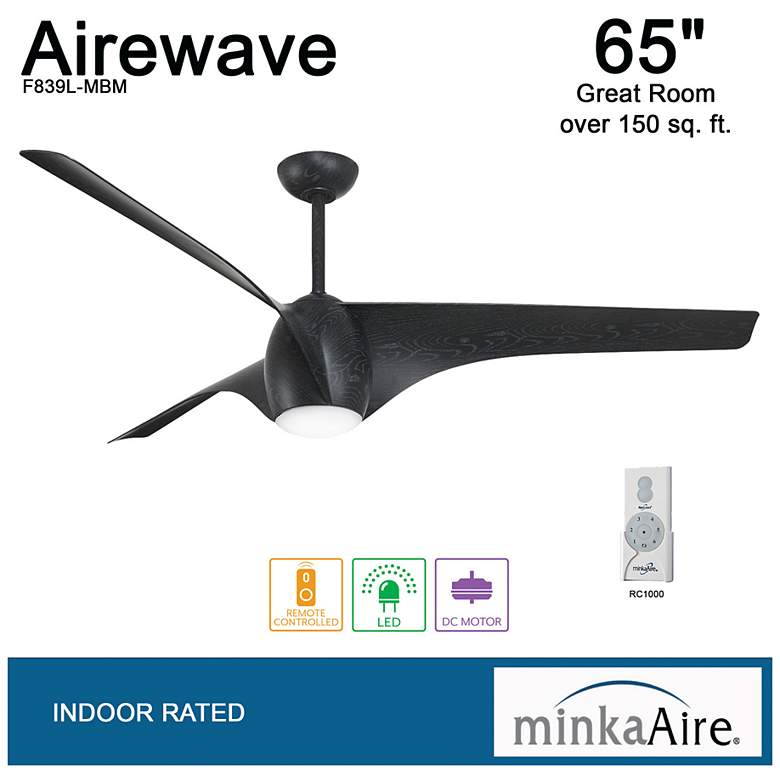 Image 7 65" Minka Aire Airewave Black Maple Indoor LED Ceiling Fan with Remote more views