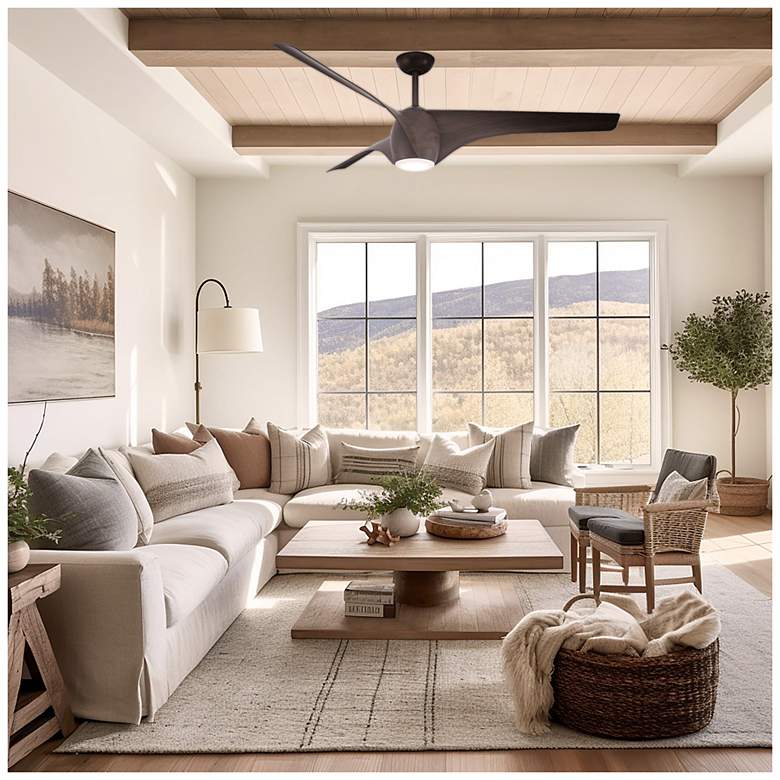 Image 5 65" Minka Aire Airewave Dark Maple Indoor LED Ceiling Fan with Remote more views