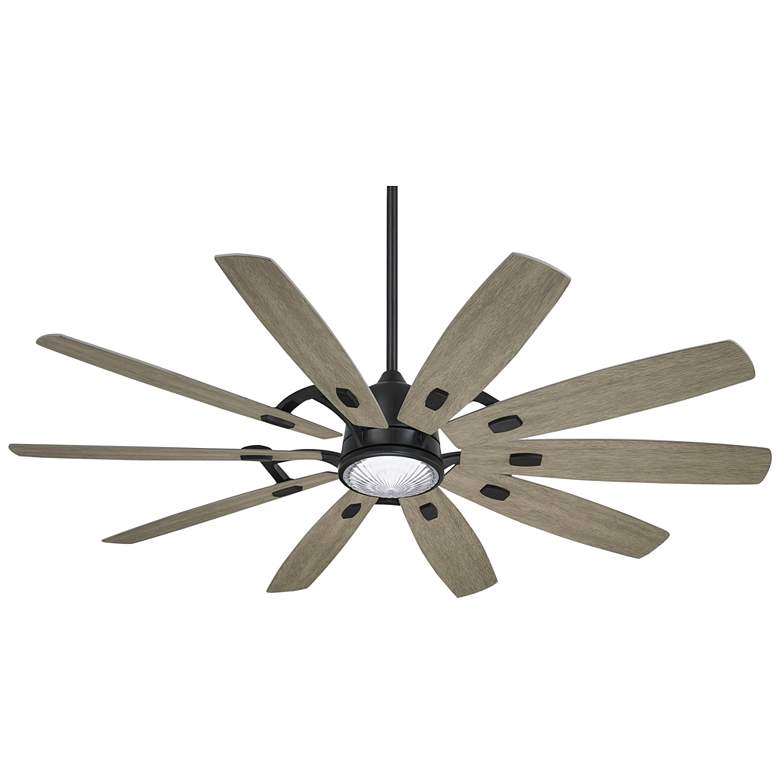 65&quot; Minka Aire Barn Coal Finish LED Light Rustic Smart Ceiling Fan