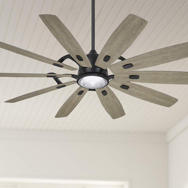 Image 1 65" Minka Aire Barn Coal Finish LED Light Rustic Smart Ceiling Fan