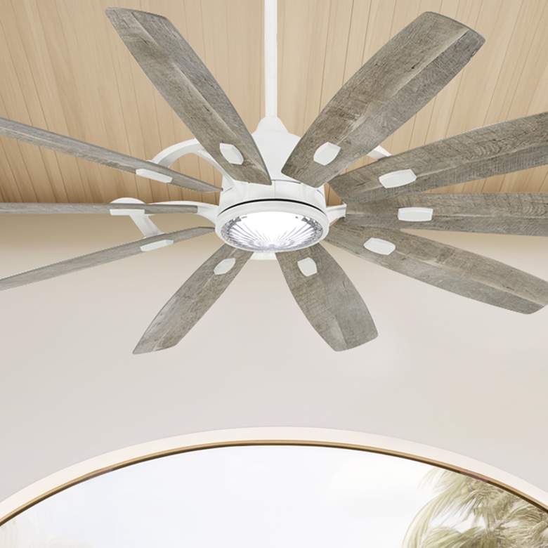 Image 1 65" Minka Aire Barn Flat White LED Large Smart Ceiling Fan