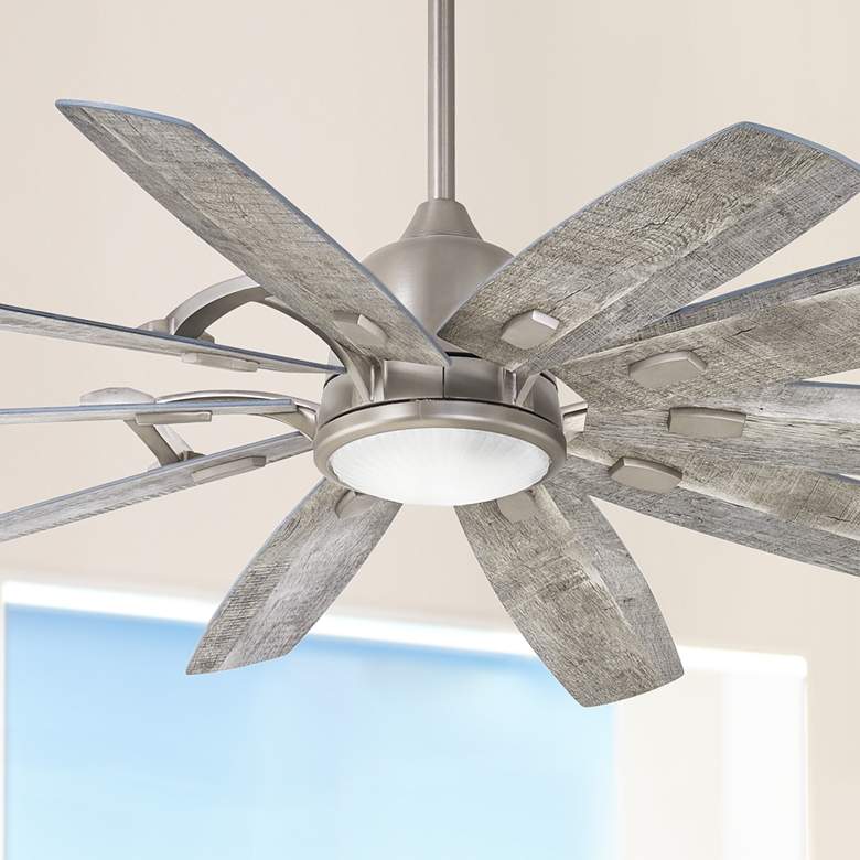 Image 1 65" Minka Aire Barn LED Indoor Rated Nickel Large Smart Ceiling Fan