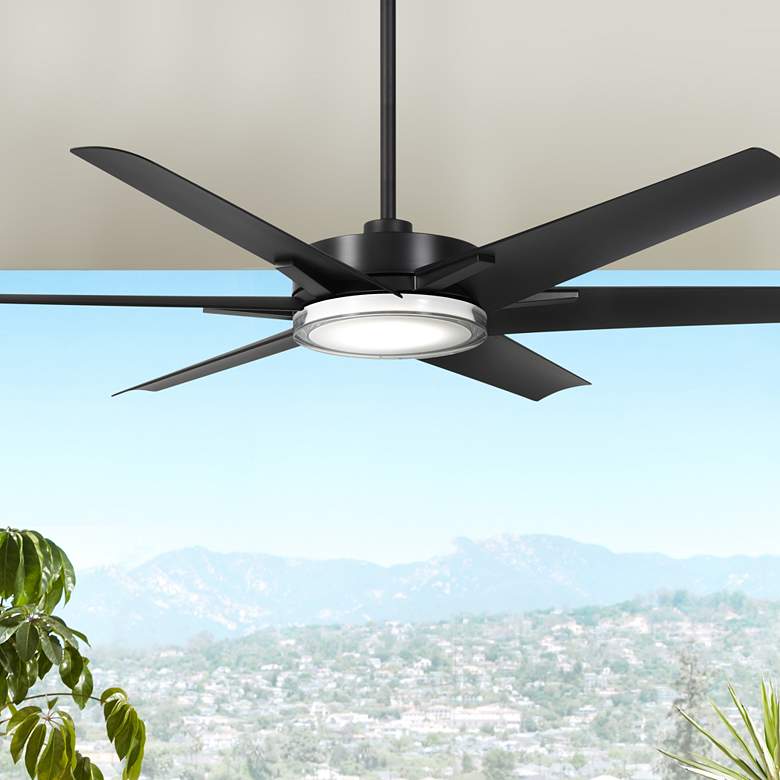 Image 1 65" Minka Aire Deco Coal Outdoor Rated CCT LED Ceiling Fan with Remote