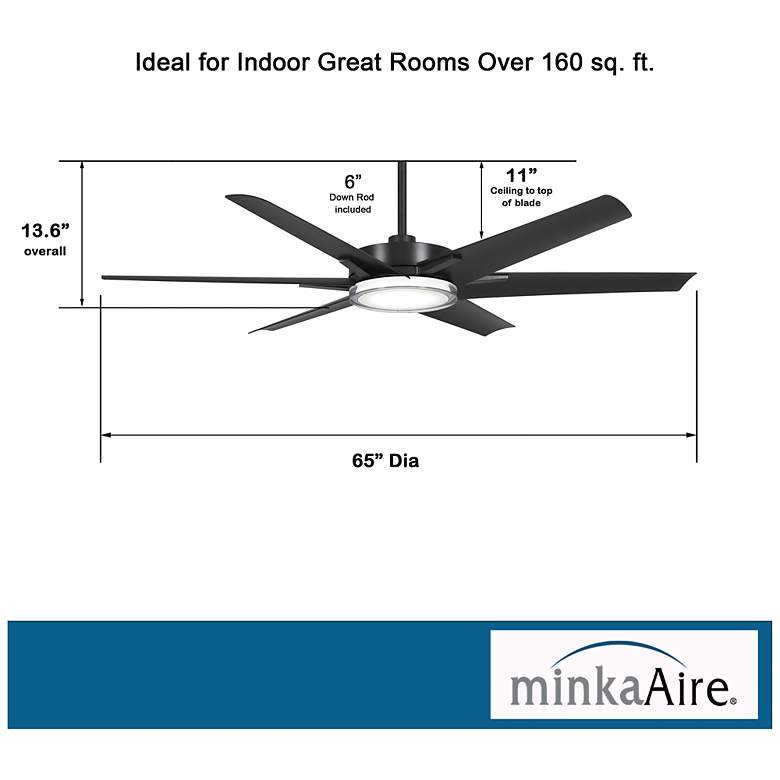 Image 5 65" Minka Aire Deco Coal Outdoor Rated CCT LED Ceiling Fan with Remote more views