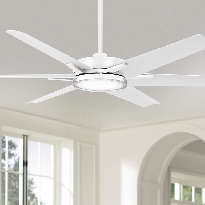 Image 1 65" Minka Aire Deco Flat White Outdoor CCT LED Ceiling Fan with Remote