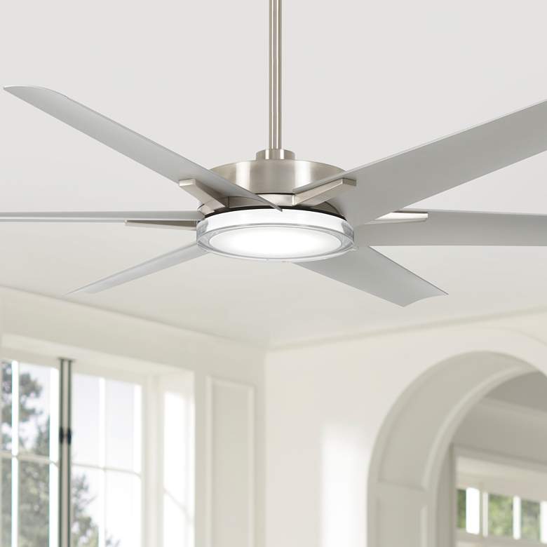 Image 1 65 inch Minka Aire Deco Wet LED Brushed Nickel Ceiling Fan with Remote