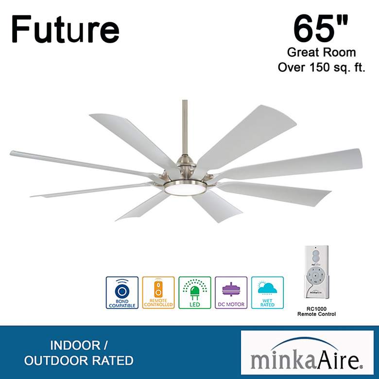 Image 6 65" Minka Aire Future Brushed Nickel LED Outdoor Fan with Remote more views
