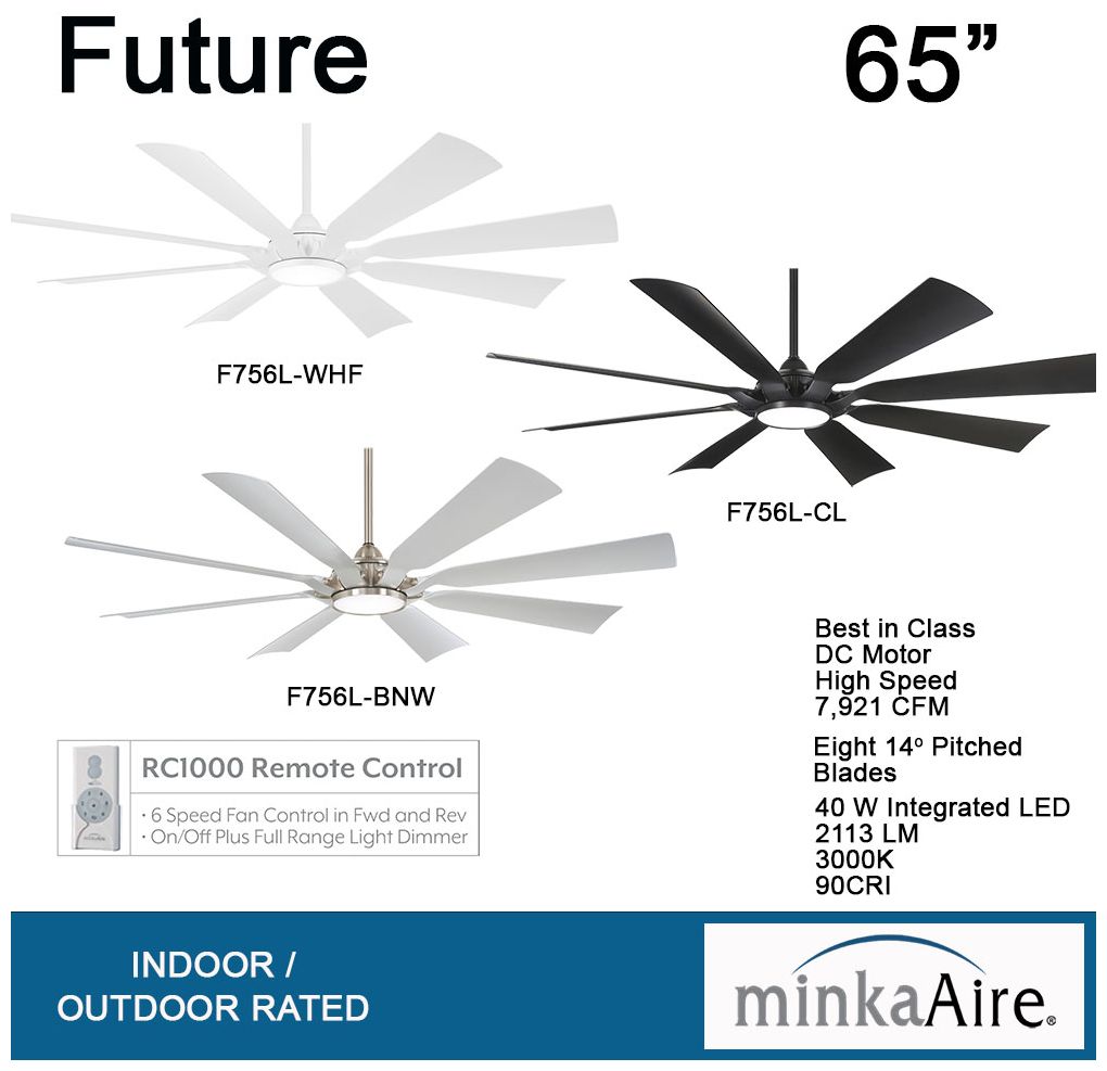 65" Minka Aire Future Coal LED Outdoor Ceiling Fan with Remote