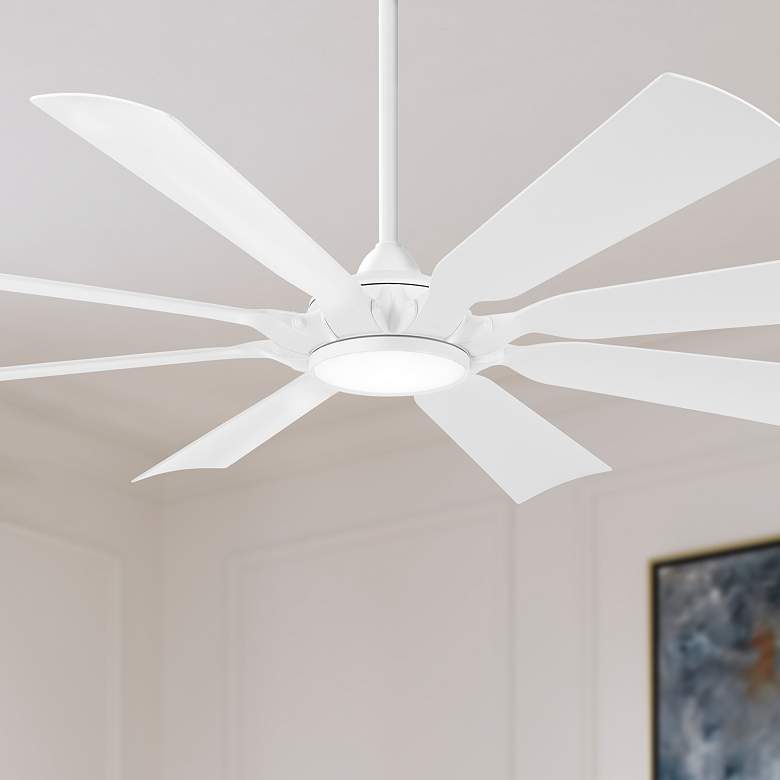 Image 1 65" Minka Aire Future Flat White LED Outdoor Ceiling Fan with Remote