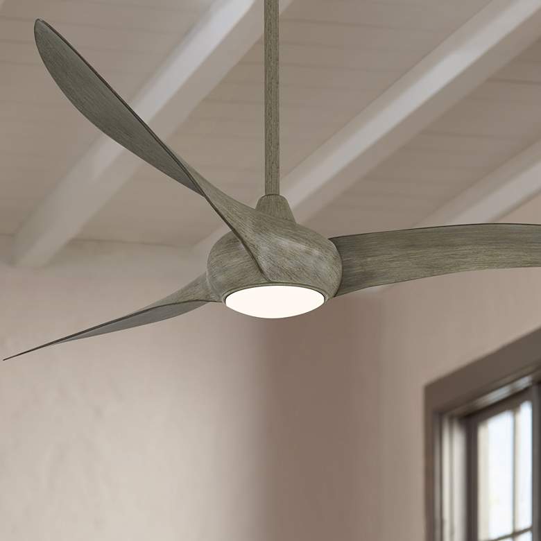 Image 1 65" Minka Aire Light Wave Driftwood Large LED Ceiling Fan with Remote