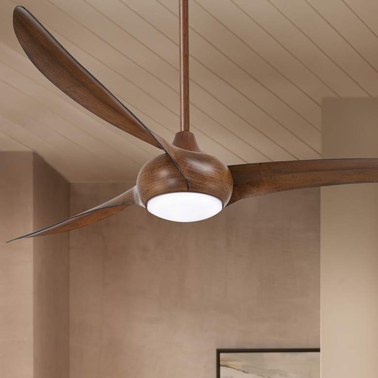 65&quot; Minka Aire Light Wave Koa Large Modern LED Ceiling Fan with Remote