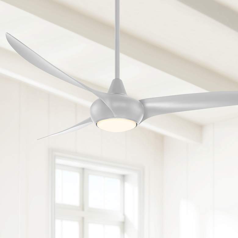 Image 1 65" Minka Aire Light Wave Silver Large Modern Ceiling Fan with Remote