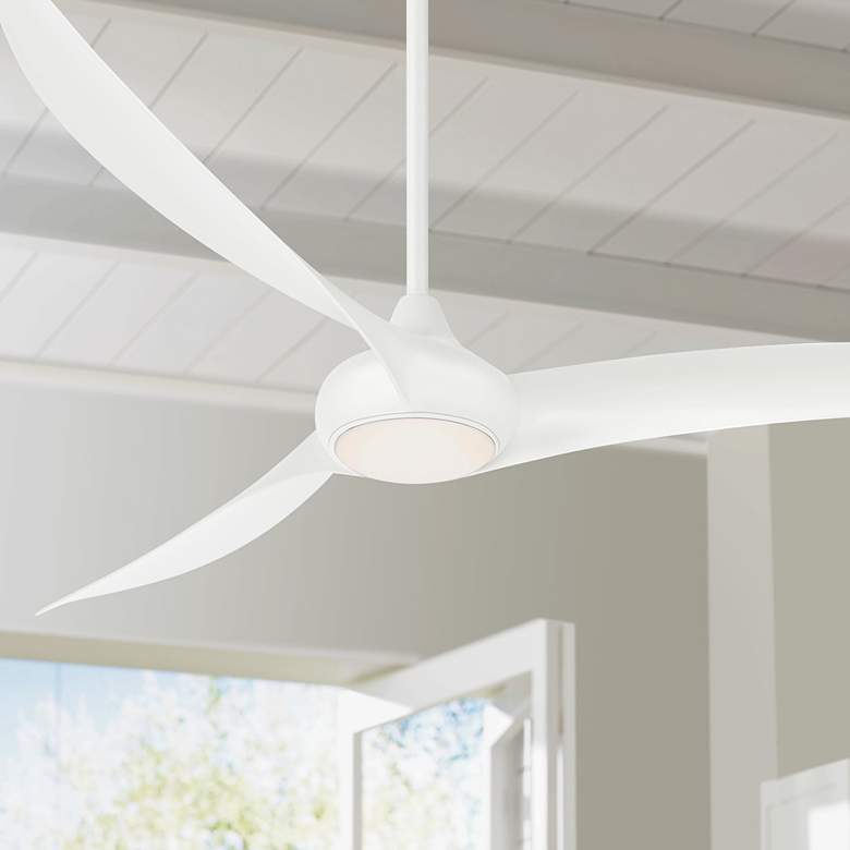 Image 1 65" Minka Aire Light Wave White Large LED Ceiling Fan with Remote