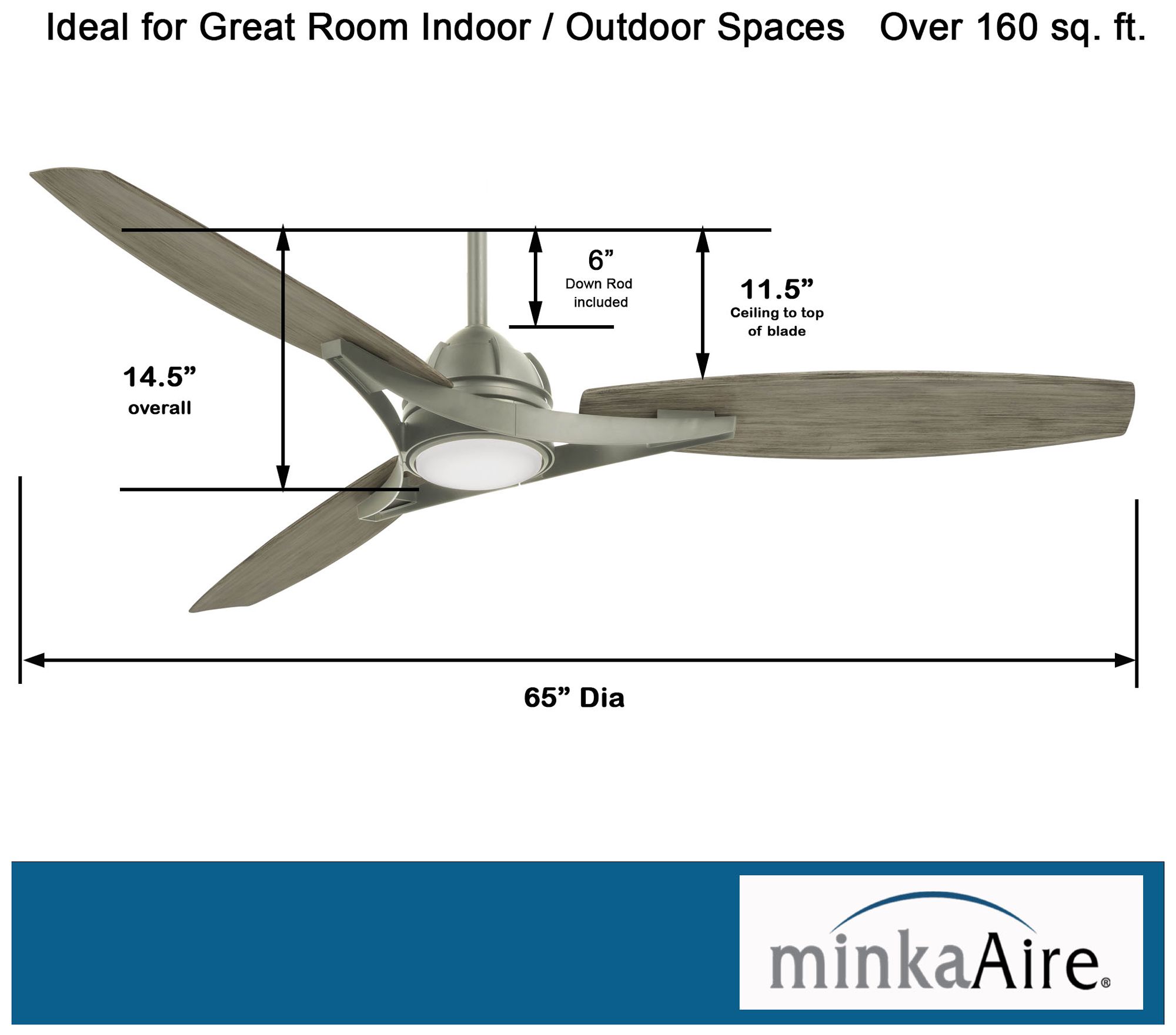 65" Minka Aire Molino Burnished Nickel Wet Location LED Smart Fan