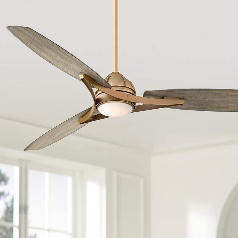 Image 1 65" Minka Aire Molino Soft Brass Wet Location LED Smart Fan