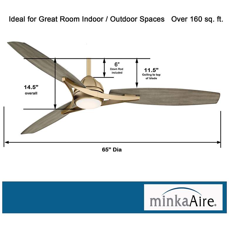 Image 5 65" Minka Aire Molino Soft Brass Wet Location LED Smart Fan more views