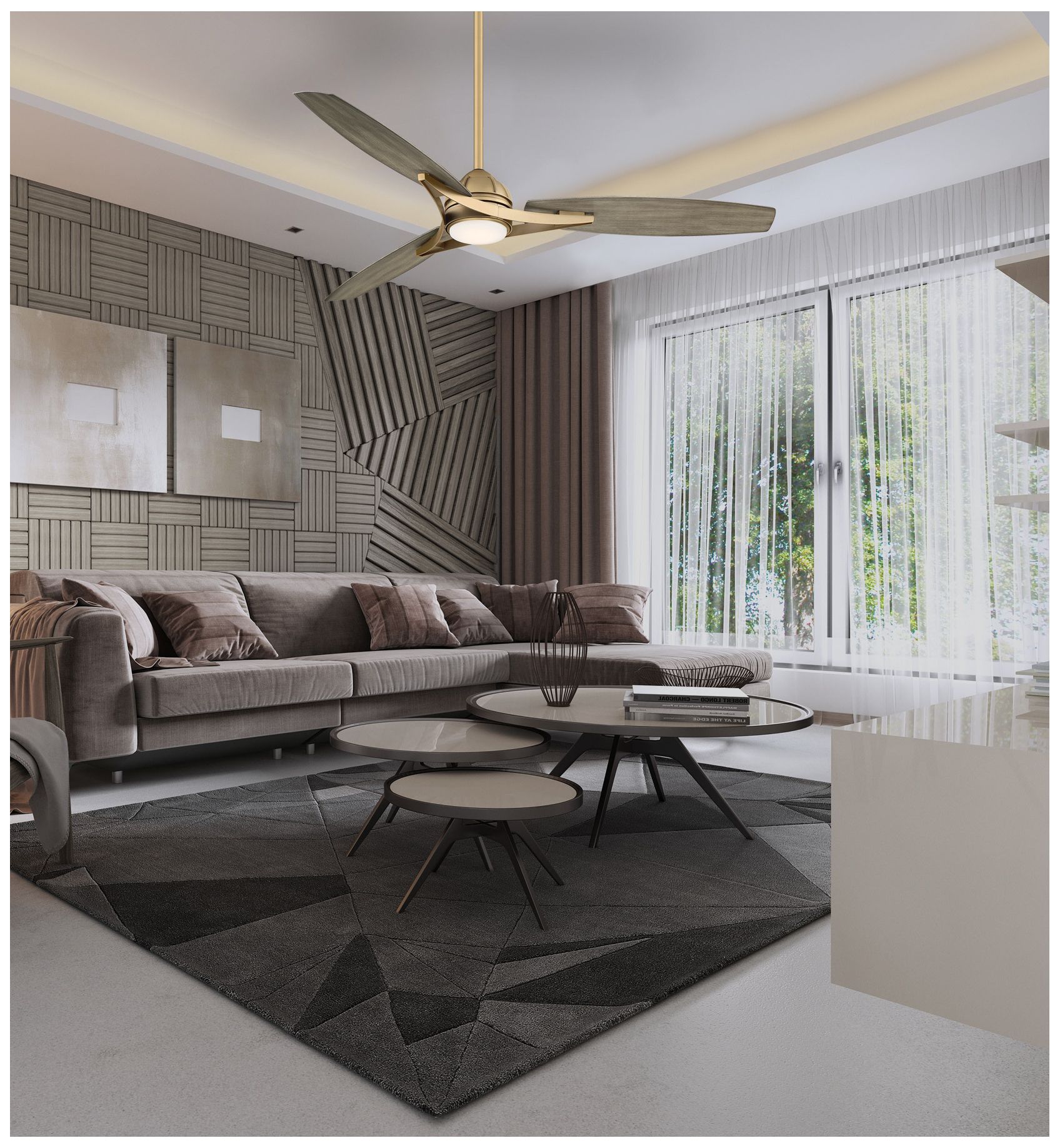 65" Minka Aire Molino Soft Brass Wet Location LED Smart Fan