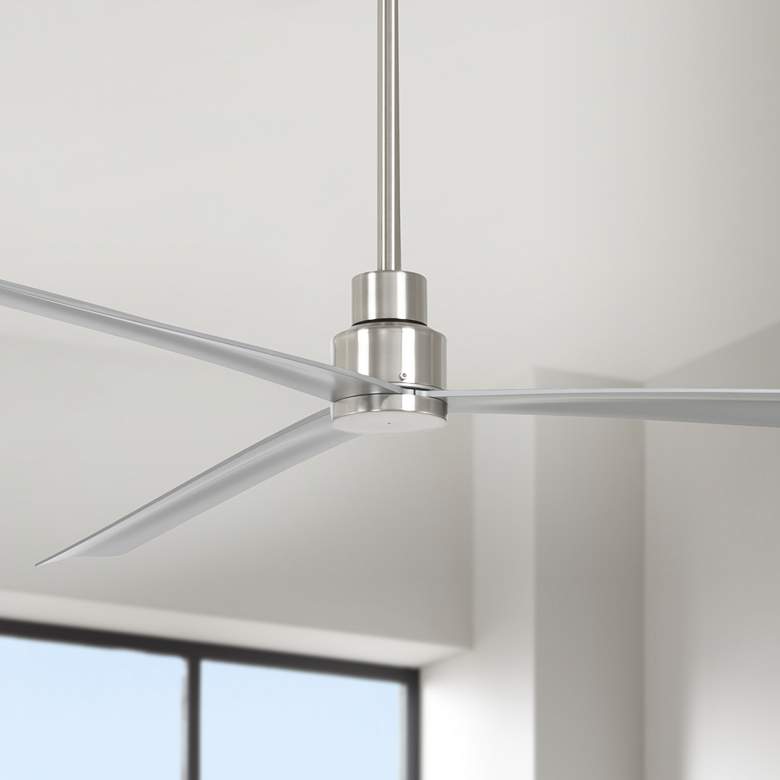 Image 1 65" Minka Aire Simple Brushed Nickel Outdoor Ceiling Fan with Remote
